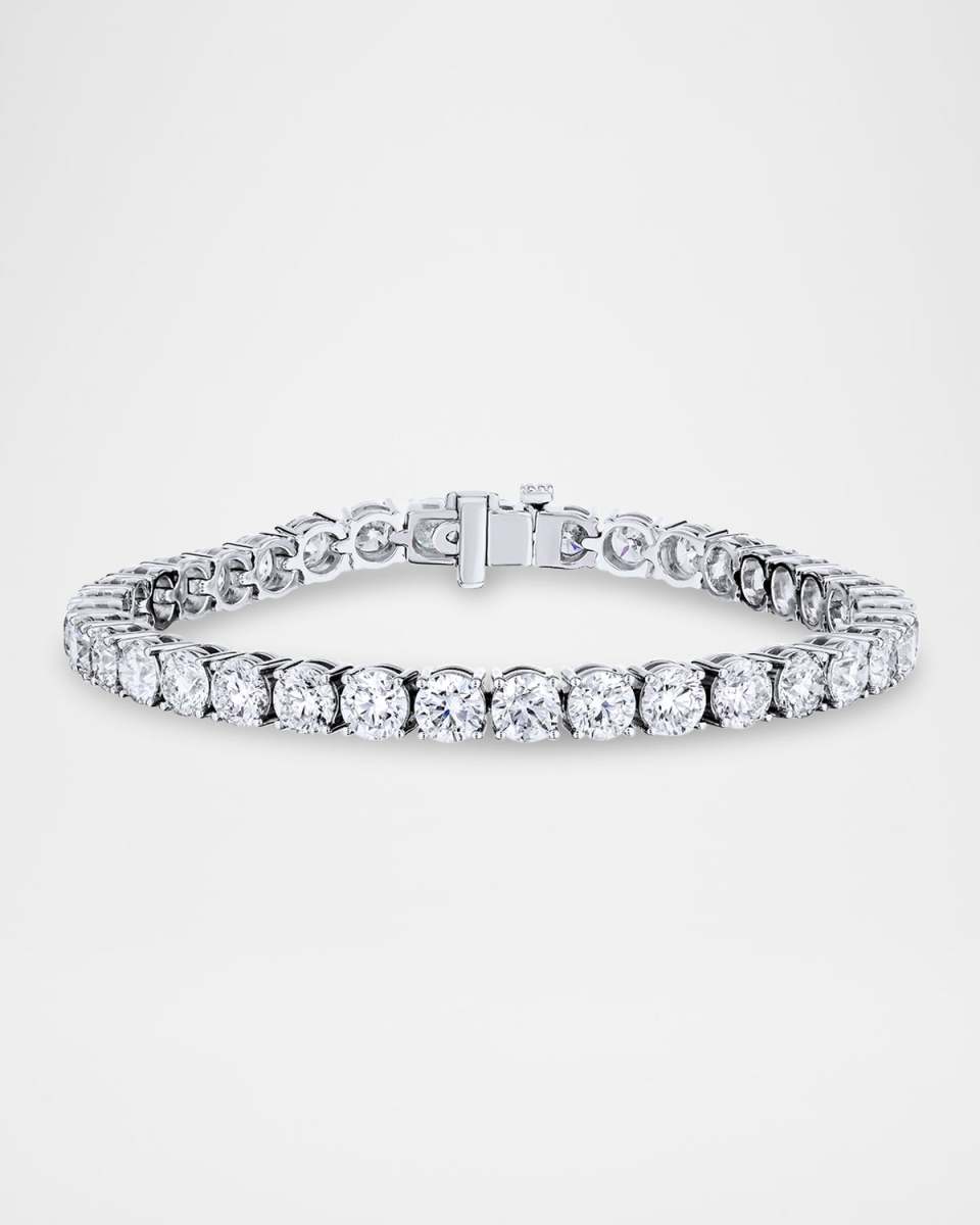 18K White Gold Round Diamond Tennis Bracelet, 7"L, 22.40tcw